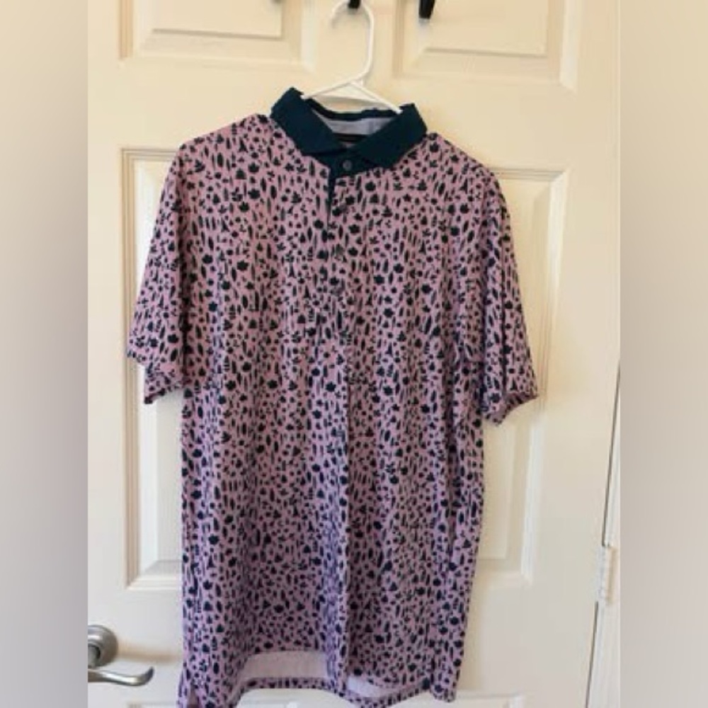 Men’s Greyson Pink and Black Patterned Polo Shirt